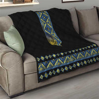 Ukraine Bandura Vyshyvanka Pattern Quilt Ukrainian Heritage Folk Black Version - Wonder Print Shop