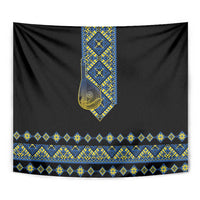 Ukraine Bandura Vyshyvanka Pattern Tapestry Ukrainian Heritage Folk Black Version - Wonder Print Shop