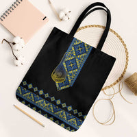 Ukraine Bandura Vyshyvanka Pattern Tote Bag Ukrainian Heritage Folk Black Version - Wonder Print Shop