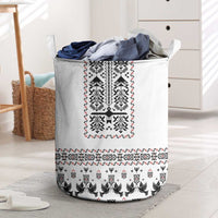 Ukraine Military Vyshyvanka Pattern Laundry Basket Ukrainian Heritage White Tactical Style - Wonder Print Shop
