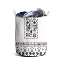 Ukraine Military Vyshyvanka Pattern Laundry Basket Ukrainian Heritage White Tactical Style - Wonder Print Shop