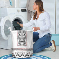 Ukraine Military Vyshyvanka Pattern Laundry Basket Ukrainian Heritage White Tactical Style - Wonder Print Shop