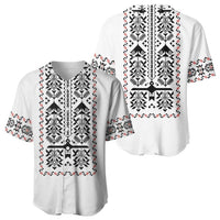 Ukraine Military Vyshyvanka Pattern Baseball Jersey Ukrainian Heritage White Tactical Style - Wonder Print Shop