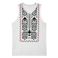 Ukraine Military Vyshyvanka Pattern Basketball Jersey Ukrainian Heritage White Tactical Style - Wonder Print Shop