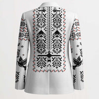 Ukraine Military Vyshyvanka Pattern Blazer Ukrainian Heritage White Tactical Style - Wonder Print Shop