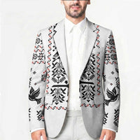 Ukraine Military Vyshyvanka Pattern Blazer Ukrainian Heritage White Tactical Style - Wonder Print Shop
