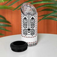 Ukraine Military Vyshyvanka Pattern 4 in 1 Can Cooler Tumbler Ukrainian Heritage White Tactical Style - Wonder Print Shop