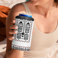 Ukraine Military Vyshyvanka Pattern 4 in 1 Can Cooler Tumbler Ukrainian Heritage White Tactical Style - Wonder Print Shop