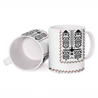 Ukraine Military Vyshyvanka Pattern Ceramic Mug Ukrainian Heritage White Tactical Style - Wonder Print Shop