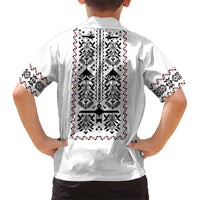 Ukraine Military Vyshyvanka Pattern Family Matching Mermaid Dress and Hawaiian Shirt Ukrainian Heritage White Tactical Style