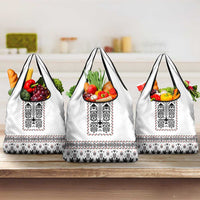 Ukraine Military Vyshyvanka Pattern Grocery Bag Ukrainian Heritage White Tactical Style - Wonder Print Shop