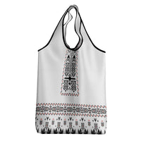 Ukraine Military Vyshyvanka Pattern Grocery Bag Ukrainian Heritage White Tactical Style - Wonder Print Shop