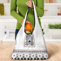 Ukraine Military Vyshyvanka Pattern Grocery Bag Ukrainian Heritage White Tactical Style - Wonder Print Shop