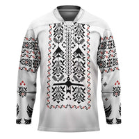 Ukraine Military Vyshyvanka Pattern Hockey Jersey Ukrainian Heritage White Tactical Style - Wonder Print Shop