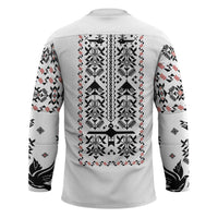 Ukraine Military Vyshyvanka Pattern Hockey Jersey Ukrainian Heritage White Tactical Style - Wonder Print Shop