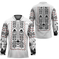Ukraine Military Vyshyvanka Pattern Hockey Jersey Ukrainian Heritage White Tactical Style - Wonder Print Shop