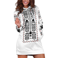 Ukraine Military Vyshyvanka Pattern Hoodie Dress Ukrainian Heritage White Tactical Style - Wonder Print Shop
