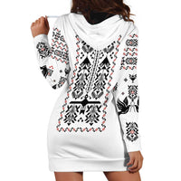 Ukraine Military Vyshyvanka Pattern Hoodie Dress Ukrainian Heritage White Tactical Style - Wonder Print Shop