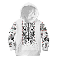 Ukraine Military Vyshyvanka Pattern Kid Hoodie Ukrainian Heritage White Tactical Style - Wonder Print Shop