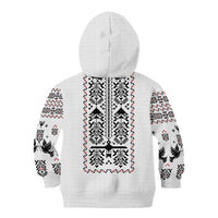 Ukraine Military Vyshyvanka Pattern Kid Hoodie Ukrainian Heritage White Tactical Style - Wonder Print Shop