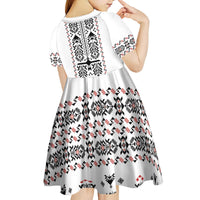 Ukraine Military Vyshyvanka Pattern Kid Short Sleeve Dress Ukrainian Heritage White Tactical Style - Wonder Print Shop