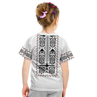 Ukraine Military Vyshyvanka Pattern Kid T Shirt Ukrainian Heritage White Tactical Style - Wonder Print Shop