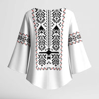 Ukraine Military Vyshyvanka Pattern Kimono Sleeve Blouse Ukrainian Heritage White Tactical Style - Wonder Print Shop