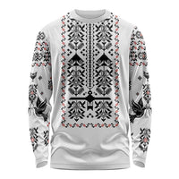 Ukraine Military Vyshyvanka Pattern Long Sleeve Shirt Ukrainian Heritage White Tactical Style - Wonder Print Shop