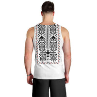 Ukraine Military Vyshyvanka Pattern Men Tank Top Ukrainian Heritage White Tactical Style - Wonder Print Shop