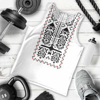 Ukraine Military Vyshyvanka Pattern Men Tank Top Ukrainian Heritage White Tactical Style - Wonder Print Shop