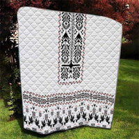 Ukraine Military Vyshyvanka Pattern Quilt Ukrainian Heritage White Tactical Style - Wonder Print Shop