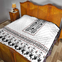 Ukraine Military Vyshyvanka Pattern Quilt Ukrainian Heritage White Tactical Style - Wonder Print Shop