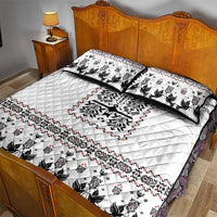 Ukraine Military Vyshyvanka Pattern Quilt Bed Set Ukrainian Heritage White Tactical Style - Wonder Print Shop