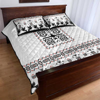 Ukraine Military Vyshyvanka Pattern Quilt Bed Set Ukrainian Heritage White Tactical Style - Wonder Print Shop