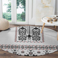 Ukraine Military Vyshyvanka Pattern Round Carpet Ukrainian Heritage White Tactical Style - Wonder Print Shop