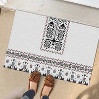 Ukraine Military Vyshyvanka Pattern Rubber Doormat Ukrainian Heritage White Tactical Style - Wonder Print Shop
