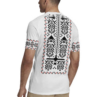 Ukraine Military Vyshyvanka Pattern Rugby Jersey Ukrainian Heritage White Tactical Style - Wonder Print Shop