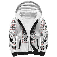 Ukraine Military Vyshyvanka Pattern Sherpa Hoodie Ukrainian Heritage White Tactical Style - Wonder Print Shop