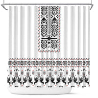 Ukraine Military Vyshyvanka Pattern Shower Curtain Ukrainian Heritage White Tactical Style - Wonder Print Shop