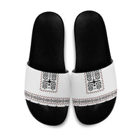 Ukraine Military Vyshyvanka Pattern Slide Sandals Ukrainian Heritage White Tactical Style - Wonder Print Shop