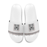 Ukraine Military Vyshyvanka Pattern Slide Sandals Ukrainian Heritage White Tactical Style - Wonder Print Shop