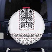 Ukraine Military Vyshyvanka Pattern Spare Tire Cover Ukrainian Heritage White Tactical Style - Wonder Print Shop