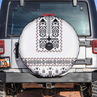 Ukraine Military Vyshyvanka Pattern Spare Tire Cover Ukrainian Heritage White Tactical Style - Wonder Print Shop