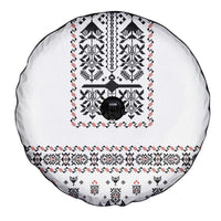 Ukraine Military Vyshyvanka Pattern Spare Tire Cover Ukrainian Heritage White Tactical Style - Wonder Print Shop