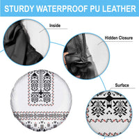 Ukraine Military Vyshyvanka Pattern Spare Tire Cover Ukrainian Heritage White Tactical Style - Wonder Print Shop