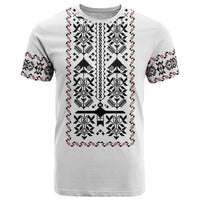 Ukraine Military Vyshyvanka Pattern T Shirt Ukrainian Heritage White Tactical Style - Wonder Print Shop