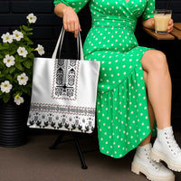 Ukraine Military Vyshyvanka Pattern Tote Bag Ukrainian Heritage White Tactical Style - Wonder Print Shop