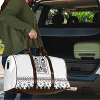Ukraine Military Vyshyvanka Pattern Travel Bag Ukrainian Heritage White Tactical Style - Wonder Print Shop