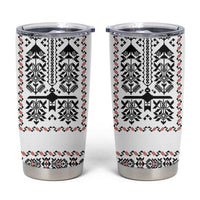 Ukraine Military Vyshyvanka Pattern Tumbler Cup Ukrainian Heritage White Tactical Style - Wonder Print Shop