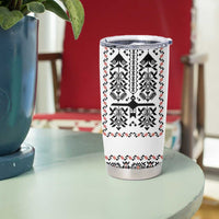 Ukraine Military Vyshyvanka Pattern Tumbler Cup Ukrainian Heritage White Tactical Style - Wonder Print Shop